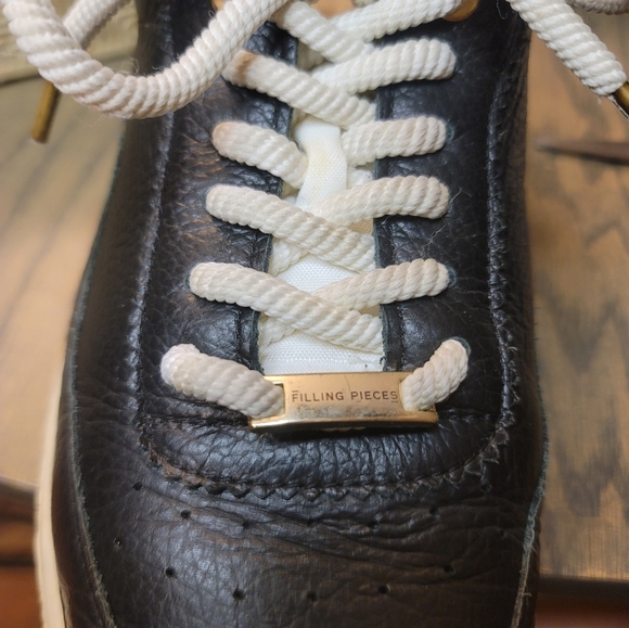 Filling Pieces Men's Pebbled Leather Low Top Black Sneakers Size 42 US 9.5 - Picture 8 of 11